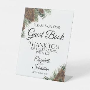 Signe De Table Pinecones Rustiques S'Il Vous Plaît Signer Notre L