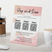 Signe De Table Pink Agate QR Triple Payment Table Tent Pedestal  (In SItu)