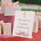 Signe De Table Pink blush bow Confirmation welcome