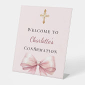 Signe De Table Pink blush bow Confirmation welcome (Recto)