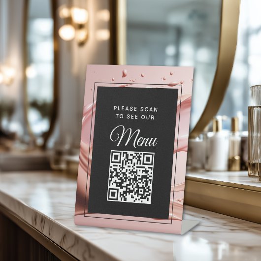 Signe De Table Pink Blush QR Code Digital Menu