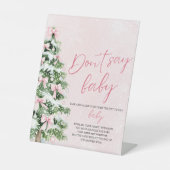 Signe De Table Pink Bow Baby shower d'arbre de Noël ne pas dire b (Recto)