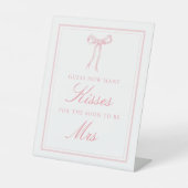 Signe De Table Pink Bow Combien De Baisers Fête des mariées Jeu (Recto)