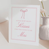 Signe De Table Pink Bow Combien De Baisers Fête des mariées Jeu