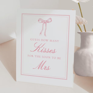 Signe De Table Pink Bow Combien De Baisers Fête des mariées Jeu