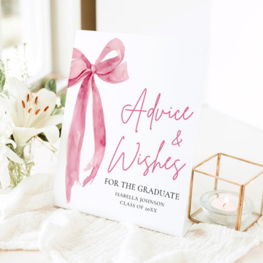 Signe De Table Pink Bow Grad Party Graduation Conseils et souhait