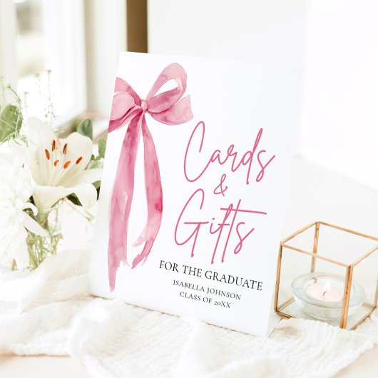 Signe De Table Pink Bow Graduate Party Cartes et cadeaux