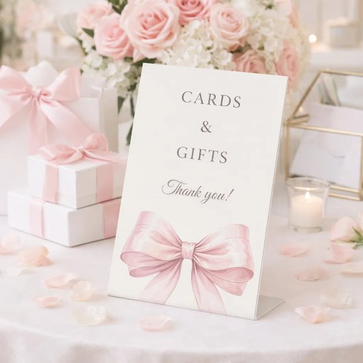 Signe De Table Pink bow ivory cards gifts sign