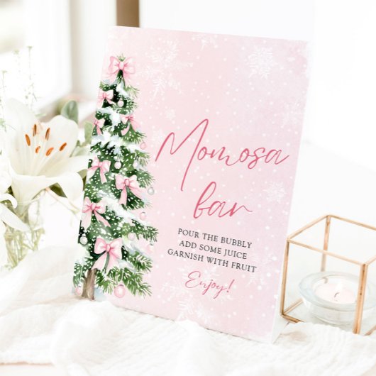 Signe De Table Pink Bows Christmas Tree Snowflacon Momosa Bar Sig