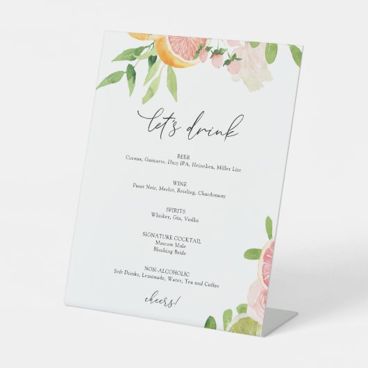 Signe De Table Pink Citrus Buvons Barre Signal (Recto)