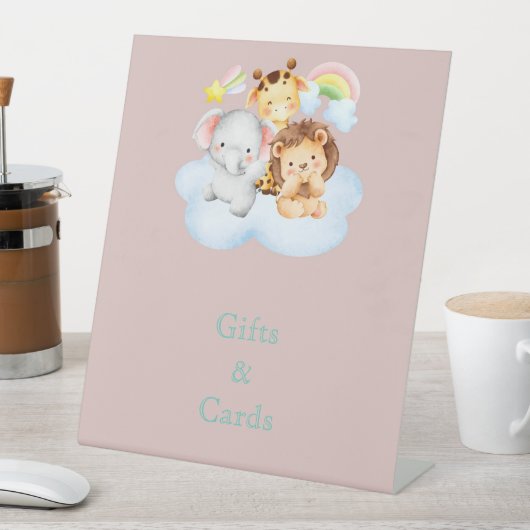 Signe De Table Pink cute safari animals (In SItu)