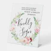 Signe De Table Pink Dahlia Signer Kindly Mariage Livre d'invité (Recto)