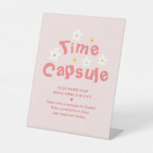 Signe De Table Pink Daisy Anniversaire Fête Heure Capsule (Recto)