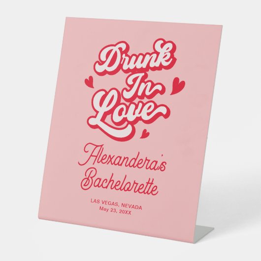 Signe De Table Pink Drunin love Bachelorette Party Signal (Recto)