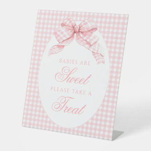 Signe De Table Pink En vichy Bow Baby Girl Douche Baby sont sucré