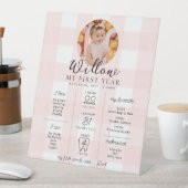 Signe De Table Pink En vichy Premier anniversaire jalon Calendrie (In SItu)