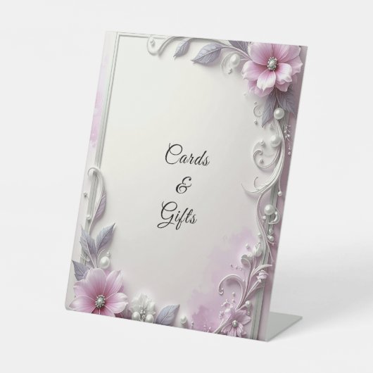 Signe De Table Pink Floral Frame Tabletop Signs (Recto)