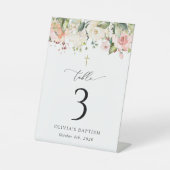 Signe De Table Pink Flowers, White Flowers, Baptism Table Numbers (Recto)