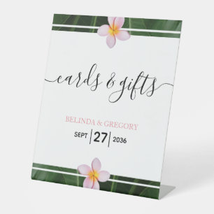 Signe De Table Pink Frangipani Plumeria Cartes de Mariage & Cadea