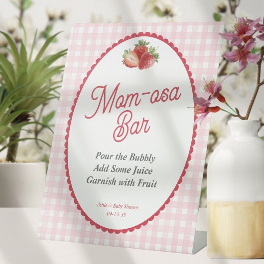 Signe De Table Pink Gingham Berry Sweet, Strawberry Mom-osa Bar