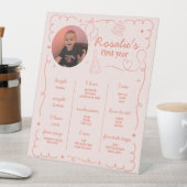 Signe De Table Pink Girl's First Birthday Milestone Timeline (In SItu)