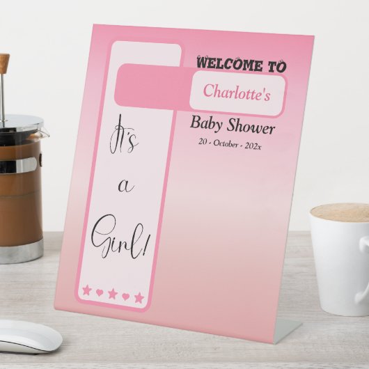 Signe De Table Pink Gradient Cute Eyeball Baby Shower Welcome (In SItu)