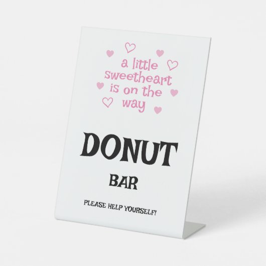 Signe De Table Pink hearts Donut Bar Shower  (Recto)