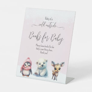 Signe De Table Pink hiver froid à l'extérieur Baby shower fille