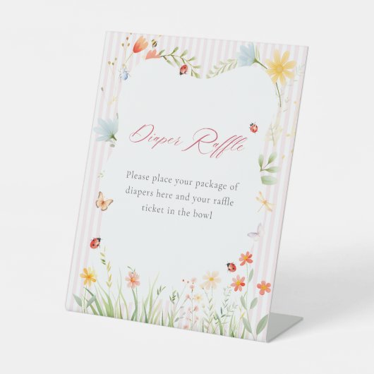 Signe De Table Pink Ladybug Floral Garden Diaper Raffle (Recto)