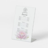 Signe De Table Pink Lotus Flower Spa Salon Services Menu (Recto)