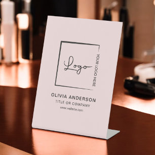 Signe De Table Pink Minimaliste Business Logo Professionnel Moder