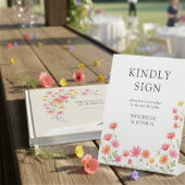 Signe De Table Pink Orange Wildflower Wedding Guest Book