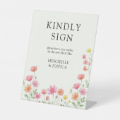Signe De Table Pink Orange Wildflower Wedding Guest Book (Recto)