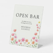 Signe De Table Pink Orange Wildflower Wedding Open Bar (Recto)