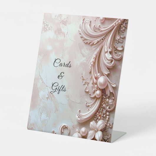 Signe De Table Pink Ornate Pearl and Floral Tabletop Signs (Recto)