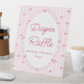 Signe De Table Pink preppy hand drawn baby shower raffle sign (In SItu)