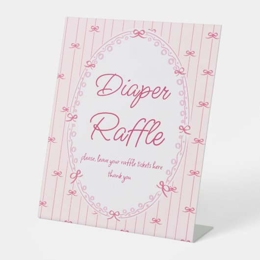 Signe De Table Pink preppy hand drawn baby shower raffle sign (Recto)