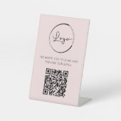 Signe De Table Pink QR Code Menu Logo Restaurant Moderne (Recto)