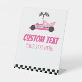 Signe De Table Pink Race Car Racecar Custom Text Party (Recto)