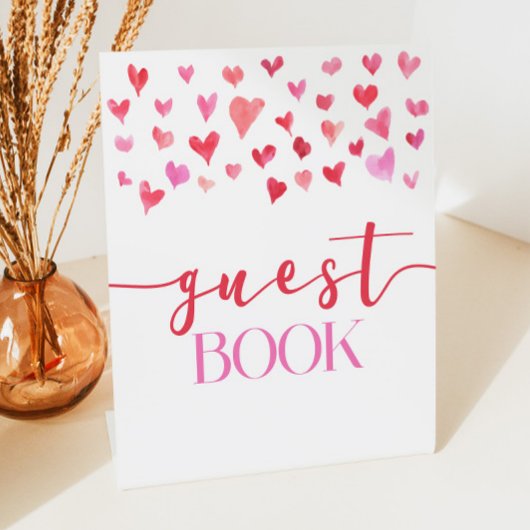 Signe De Table Pink Red Hearts Saint Valentin Guest Book Party Si