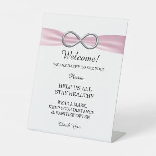 Signe De Table Pink Ribbon Silver Infinity Sécurité Mariage
