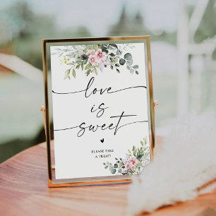 Signe De Table Pink Rose Vive L'Amour Est Un Symbole Doux