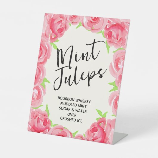 Signe De Table Pink Roses Mint Juleps Derby Party (Recto)