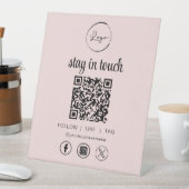 Signe De Table Pink Social Media QR Code Business Logo (In SItu)
