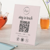 Signe De Table Pink Social Media QR Code Business Logo (In SItu)