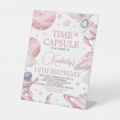 Signe De Table Pink Space 1st Birthday Time Capsule Sign (Recto)