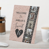 Signe De Table Pink Sparkle Sweet 16 Anniversaire Bienvenue Photo (In SItu)