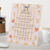 Signe De Table Pink Stripes Feuilles Automne Thanksgiving Boisson (In SItu)