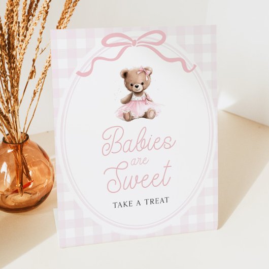 Signe De Table Pink Tutu Teddy Bear Baby Shower Sweets Table