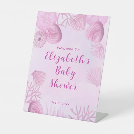 Signe De Table Pink Under The Sea Baby Shower Welcome  (Recto)